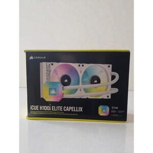 CORSAIR H100i RGB ELITE Liquid CPU Cooler - White - 16 Dynamic RGB LEDs - AF120‎